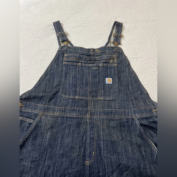 New Carhartt Men's Double Knee Front Carpenter Blue Denim Bib Overalls XXL Short - Picture 1 of 15